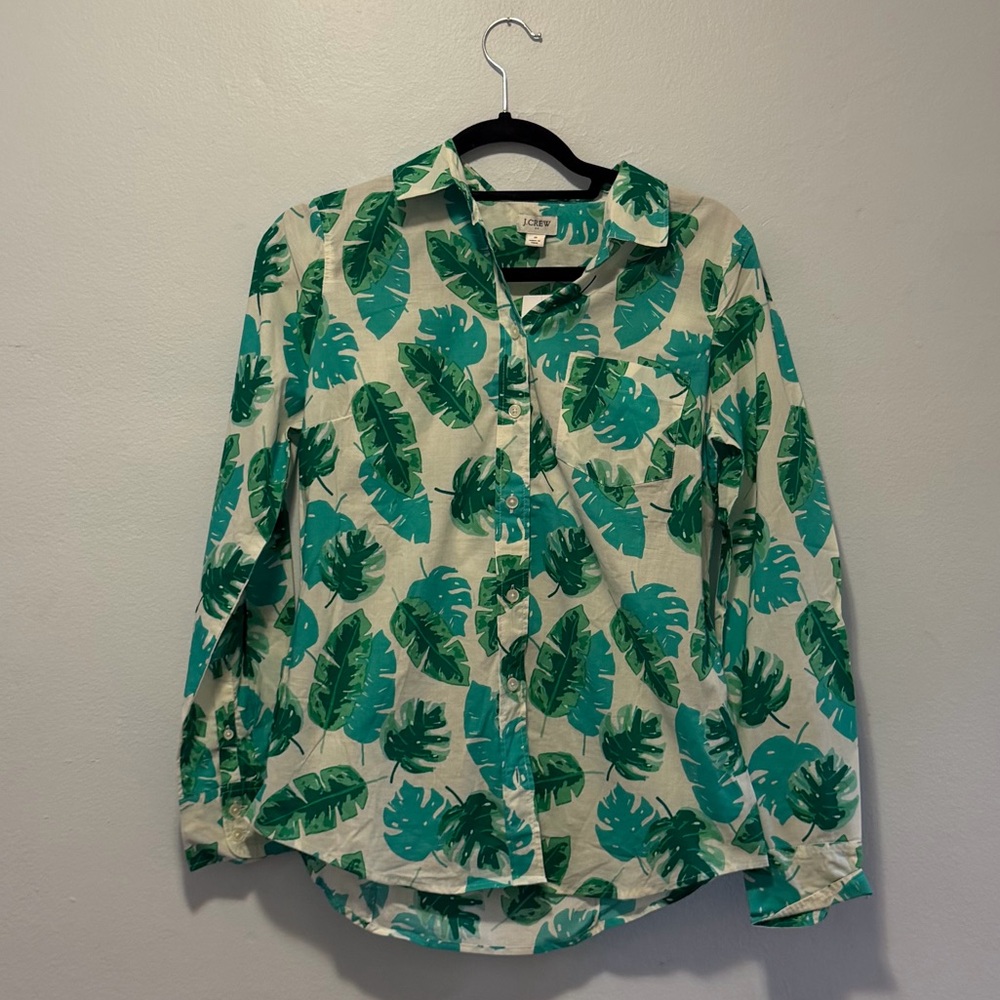 NWT J. Crew Palm Print Button-Up Shirt